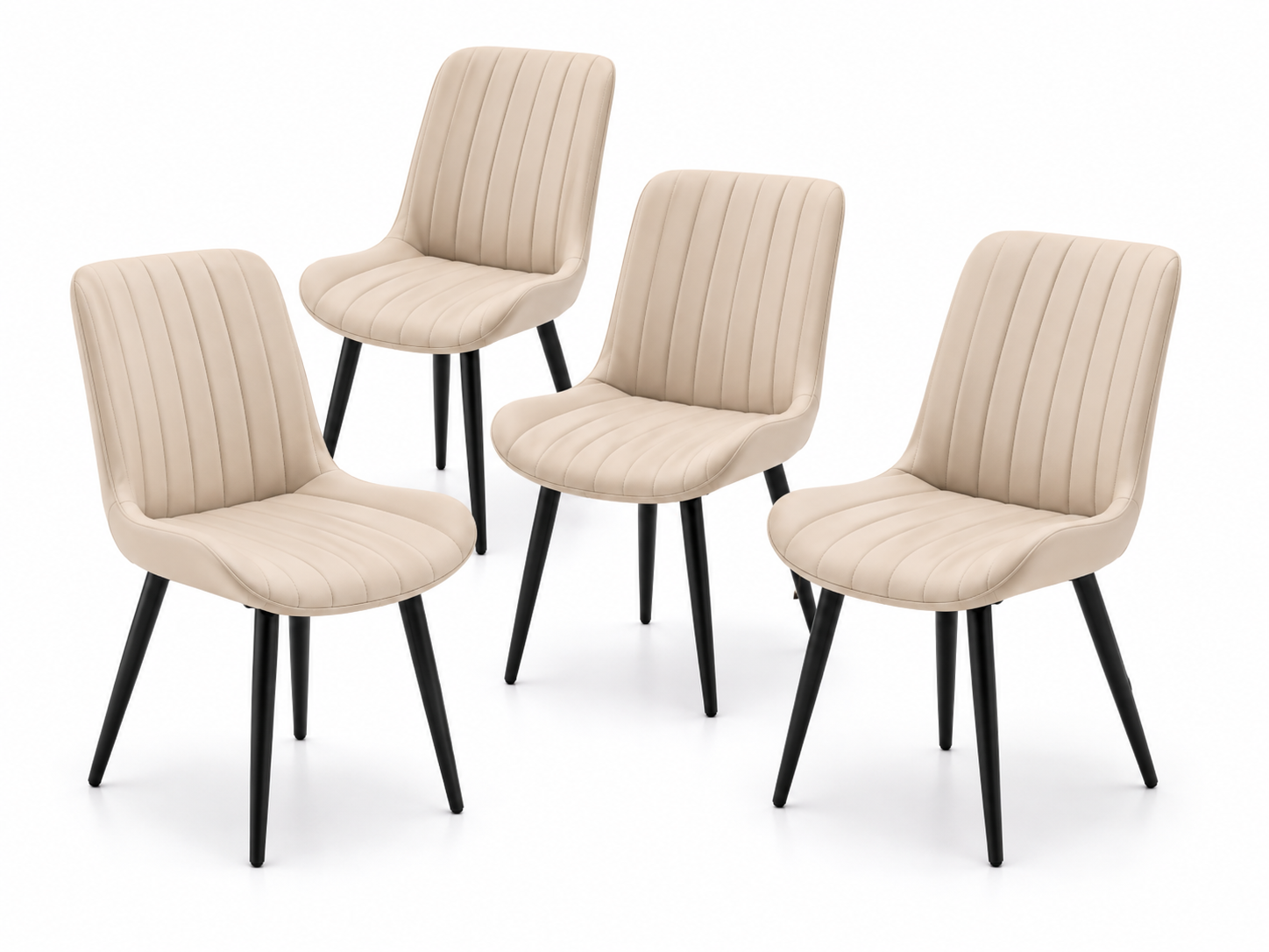 Modern Cream Faux Leather Dining Chairs – Set of 4