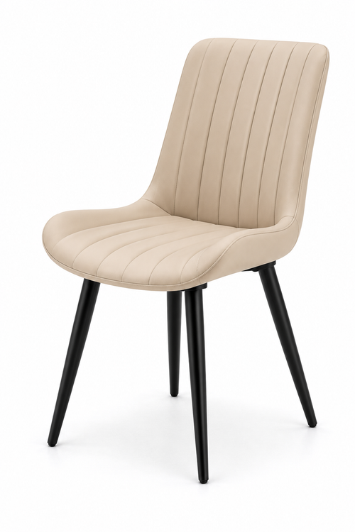 Modern Cream Faux Leather Dining Chairs – Set of 4