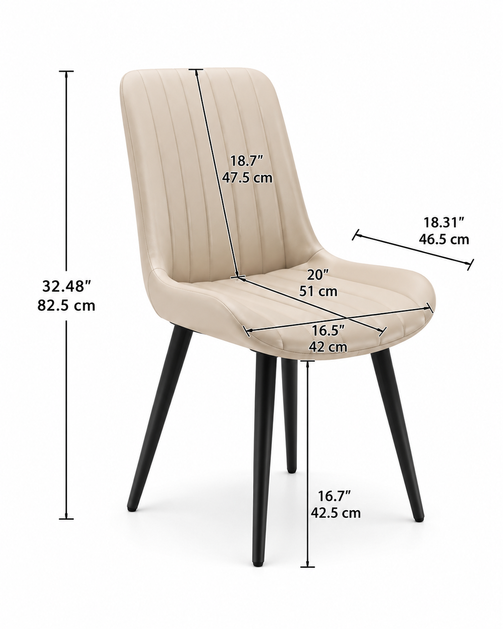 Modern Cream Faux Leather Dining Chairs – Set of 4